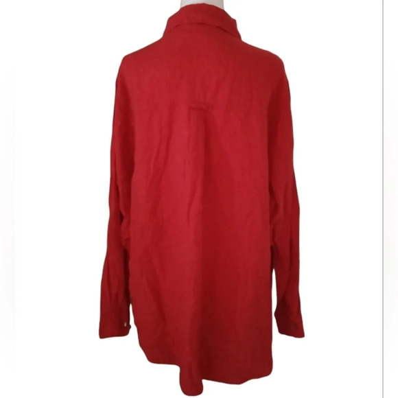 Chico's Women's Red 100% Linen Button Up Long Sleeve Blouse Size 3 XL - Picture 2 of 7